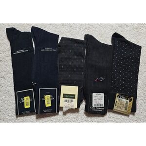 Mens Dress Socks Bundle 5 Pair Egyptian Cotton Mercerized Blend Black Patterns